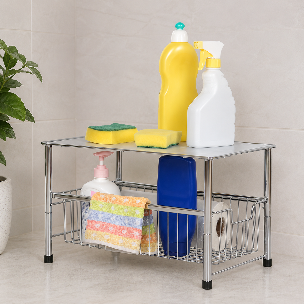 2-Tier Stackable Sliding Cabinet Organizer