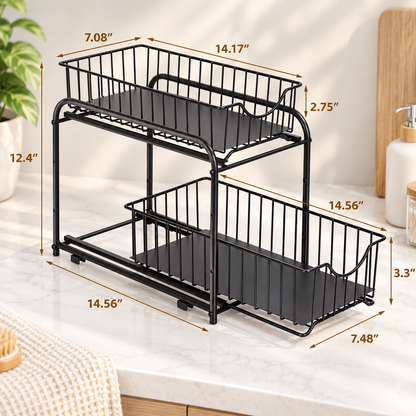 2-Tier Sliding Under Sink Organizer 2 Pack