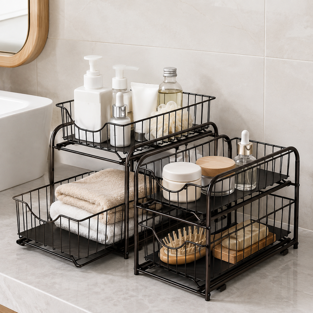 2-Tier Sliding Under Sink Organizer 2 Pack