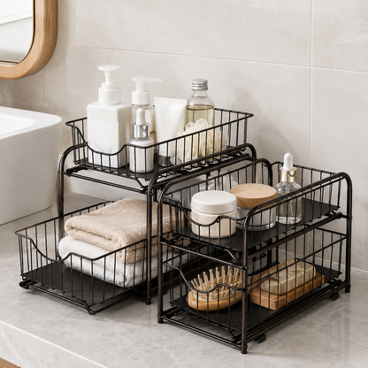 2-Tier Sliding Under Sink Organizer 2 Pack