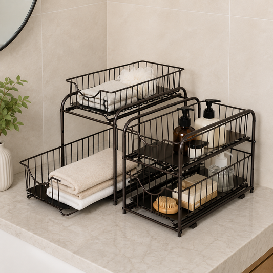 2-Tier Sliding Under Sink Organizer 2 Pack
