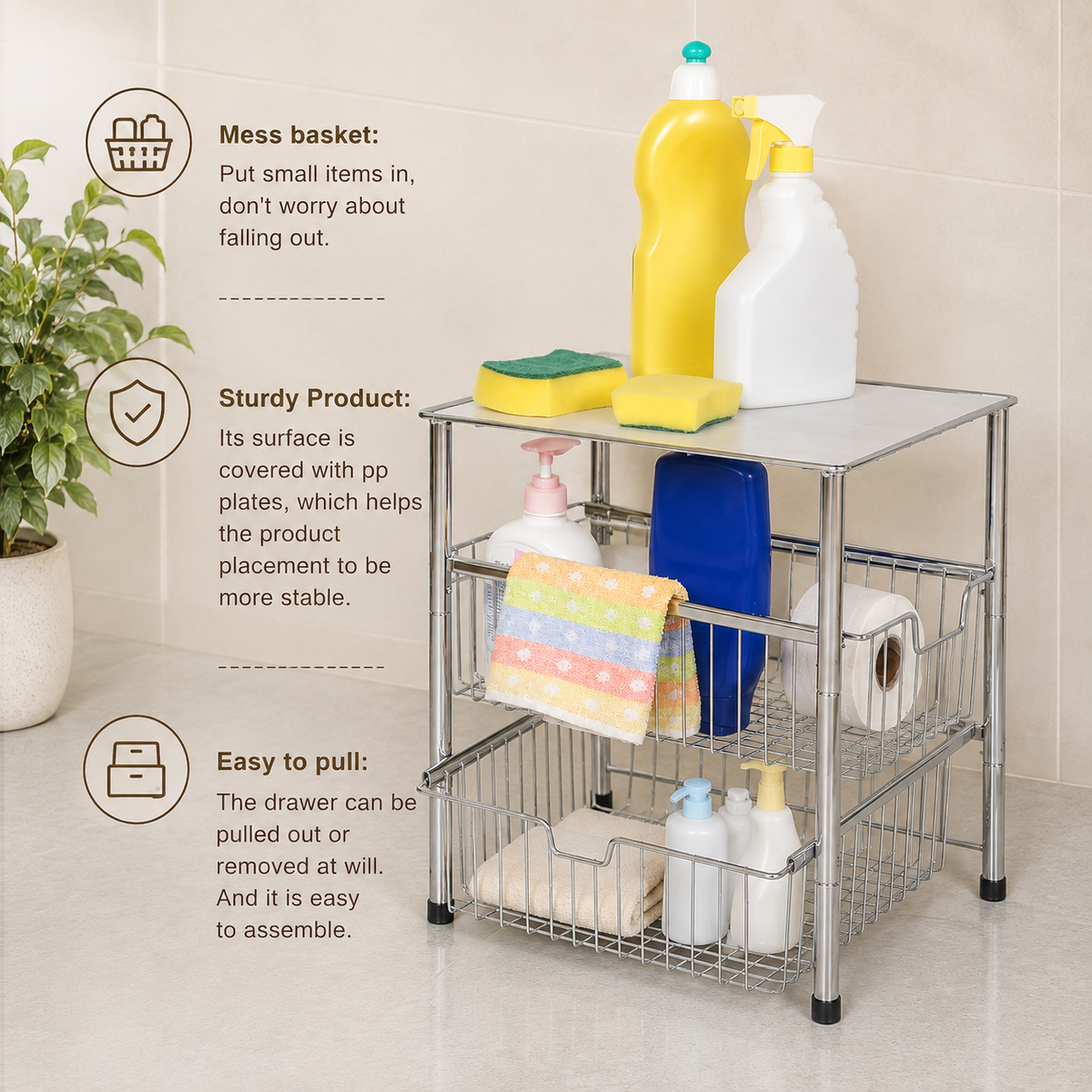 2-Tier Stackable Sliding Cabinet Organizer