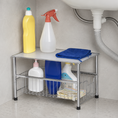 2-Tier Stackable Sliding Cabinet Organizer