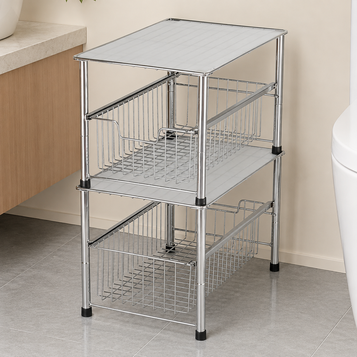 2-Tier Stackable Sliding Cabinet Organizer