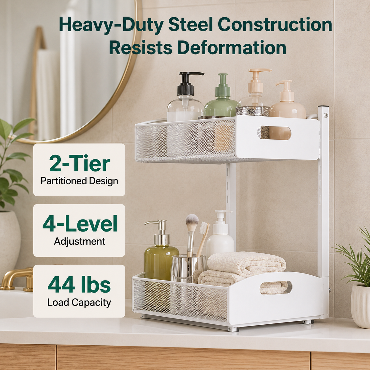 2-Tier Adjustable Under Sink Organizer